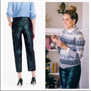 J. Crew Evergreen Jacquard patio pants NWT